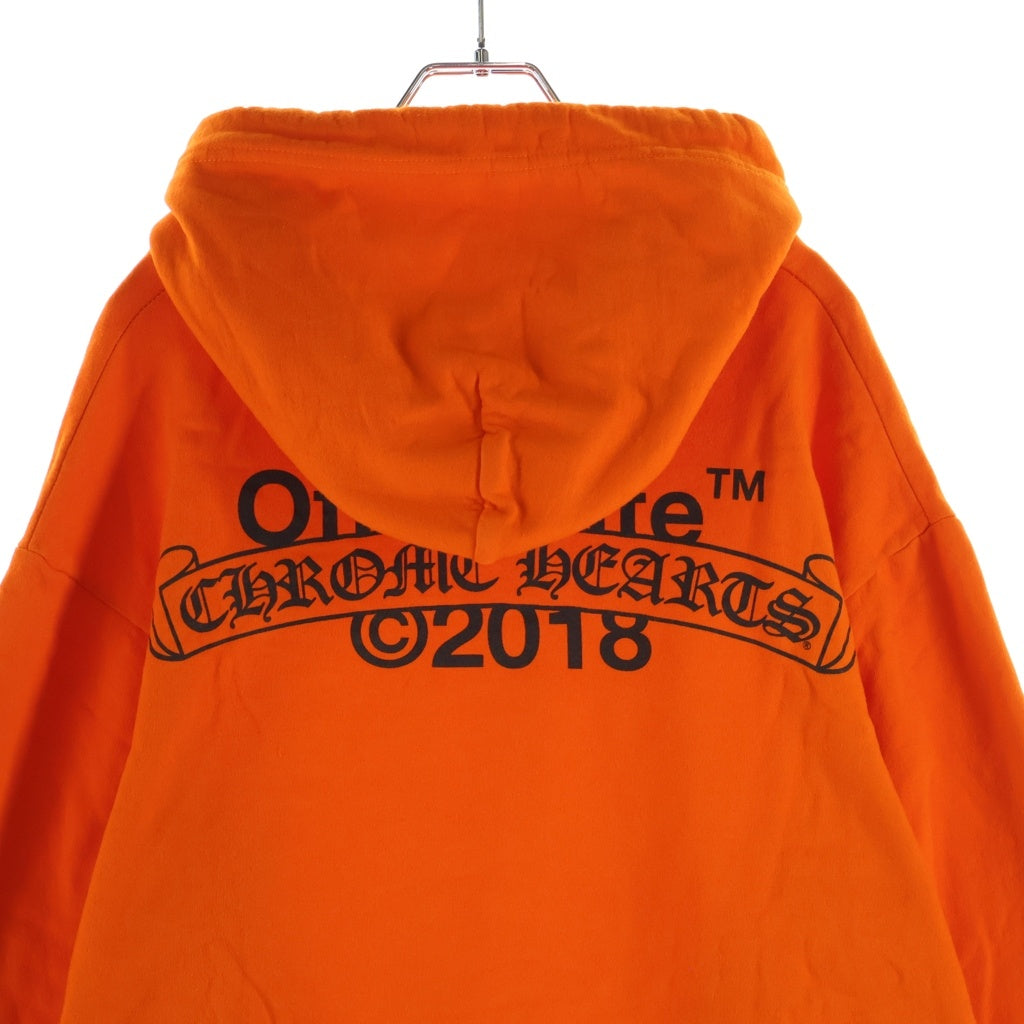 CHROME HEARTS(クロムハーツ) OFF-WHITE SWTSHRT PLVR オフホワイト バックスクロールプリント プルオーバースウェットパーカー フーディー オレンジ