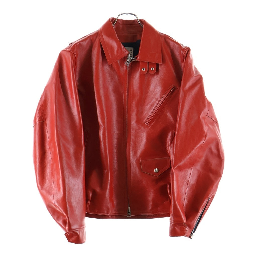 Sacai(サカイ) 25SS Leather Jacket カウハイド ジップアップレザージャケット レッド 25-03578M