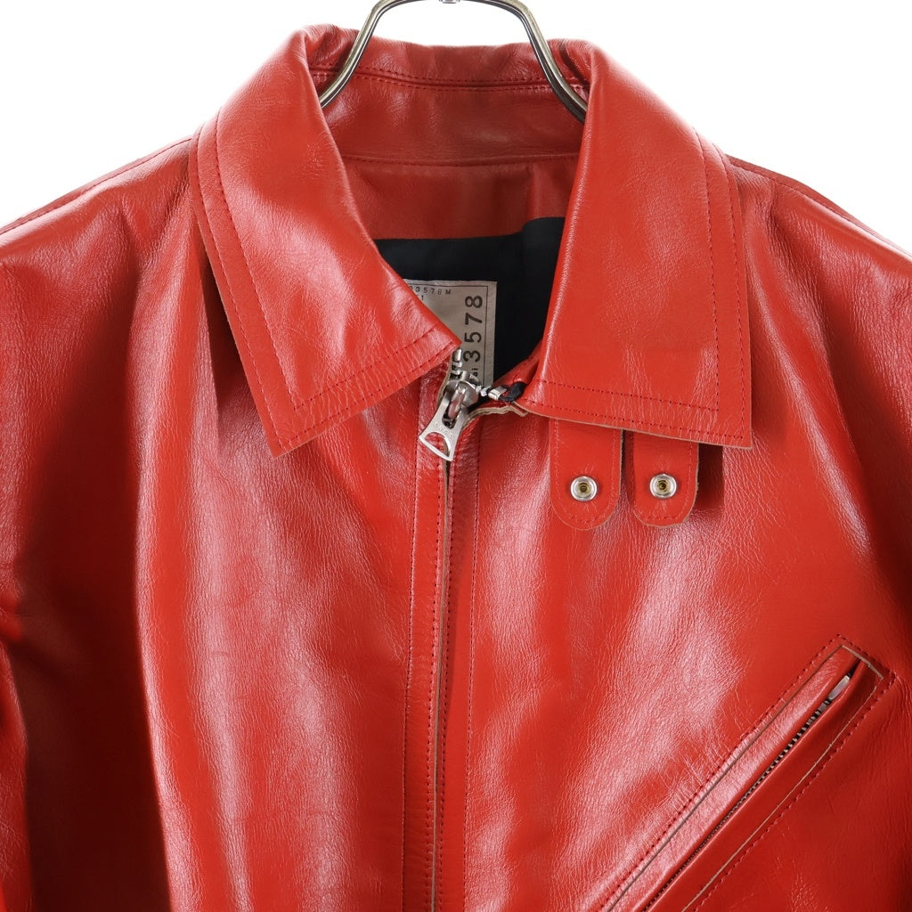 Sacai(サカイ) 25SS Leather Jacket カウハイド ジップアップレザージャケット レッド 25-03578M
