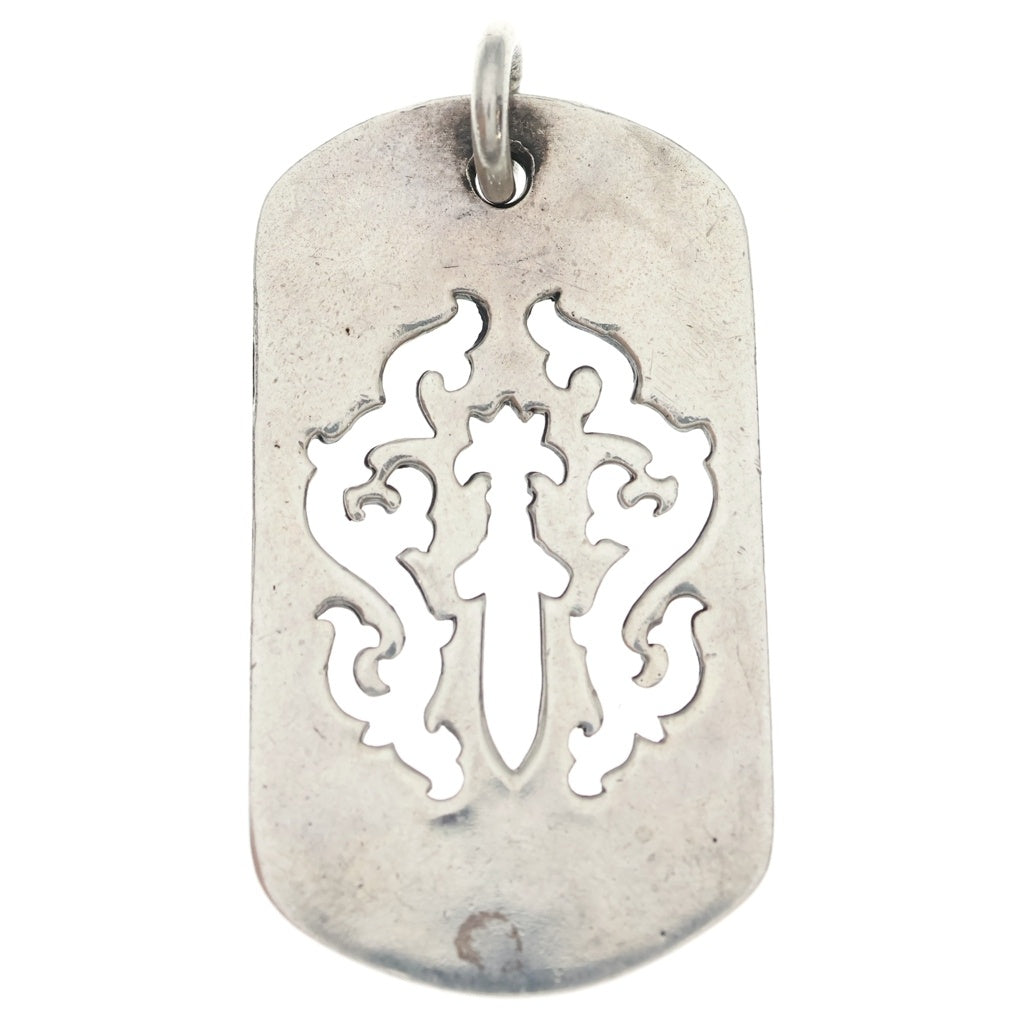 CHROME HEARTS(クロムハーツ) OLD D TAG LRG DAGGER ヴァインダガーカットアウトドッグタグ ラージ ペンダントトップ シルバー