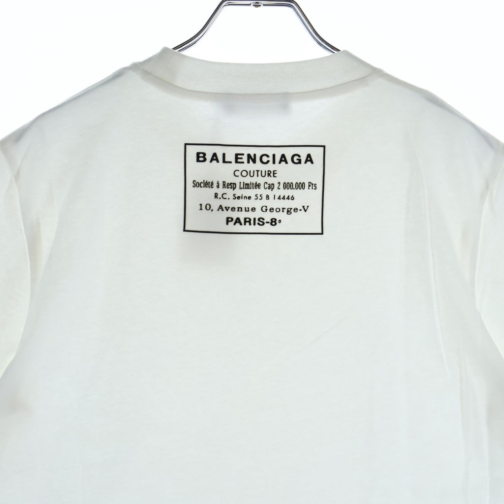 BALENCIAGA(バレンシアガ) バックプリント クルーネック コットン 半袖Tシャツ カットソー ホワイト TXK46 9000