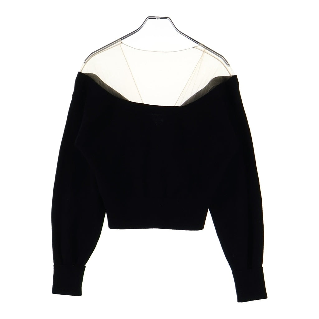 ALEXANDER WANG(アレキサンダーワン) メッシュパネル ショート丈 カシミヤニット カーディガン レディース ブラック