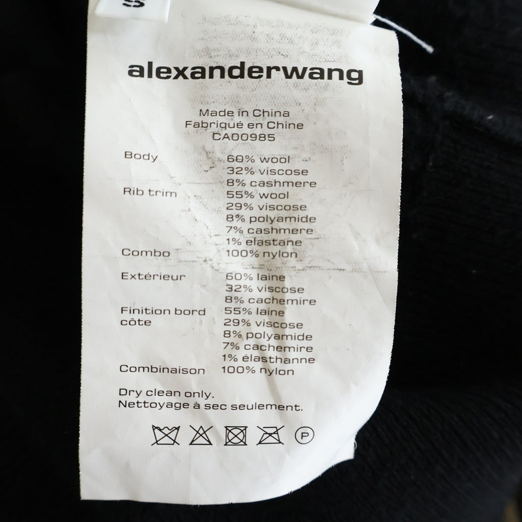 ALEXANDER WANG(アレキサンダーワン) メッシュパネル ショート丈 カシミヤニット カーディガン レディース ブラック