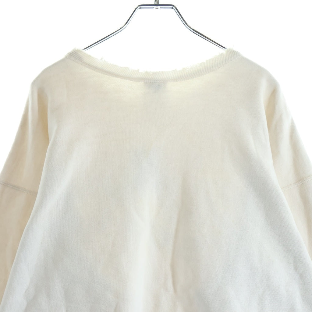 SAINT MICHAEL(セントマイケル) 25SS ×BerBerJin BJ CREW NECK SWEAT YOUNG ベルベルジン ダメージ 汚れ加工 クルーネックスウェットトレーナー ホワイト SM-HR8-0000-C38