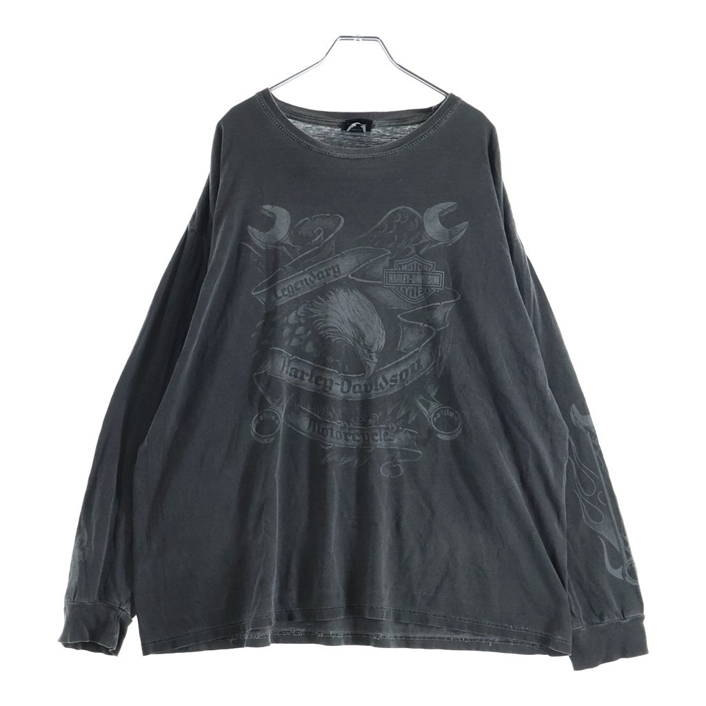 VINTAGE(ヴィンテージ) Harley-Davidson ハーレーダビッドソン アームフレイムロゴ 長袖Tシャツ ロンT グレー