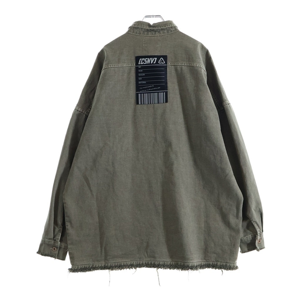 NO BRAND(ノーブランド) MAISON CASANOVA(メゾンカサノバ) Military Shirt ロゴ刺繍 ミリタリーシャツ 長袖シャツ カーキ