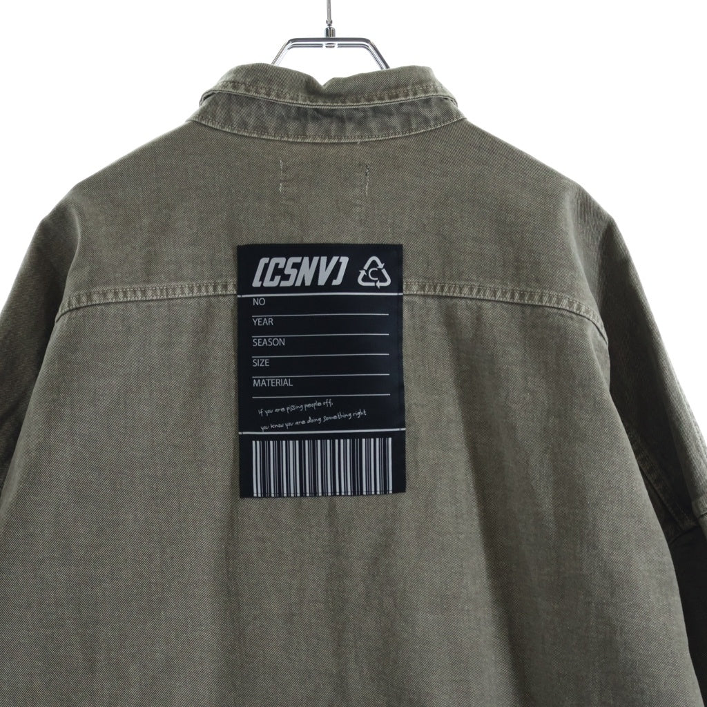 NO BRAND(ノーブランド) MAISON CASANOVA(メゾンカサノバ) Military Shirt ロゴ刺繍 ミリタリーシャツ 長袖シャツ カーキ
