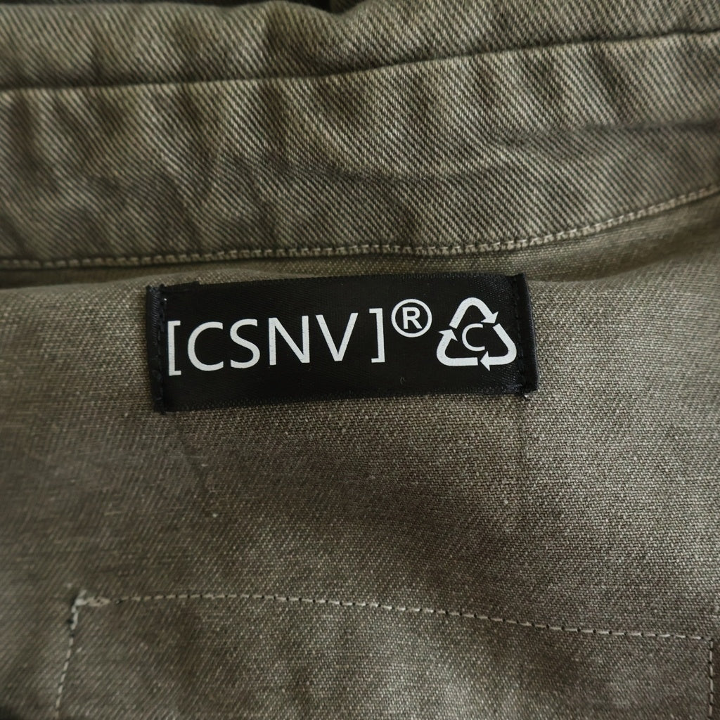 NO BRAND(ノーブランド) MAISON CASANOVA(メゾンカサノバ) Military Shirt ロゴ刺繍 ミリタリーシャツ 長袖シャツ カーキ