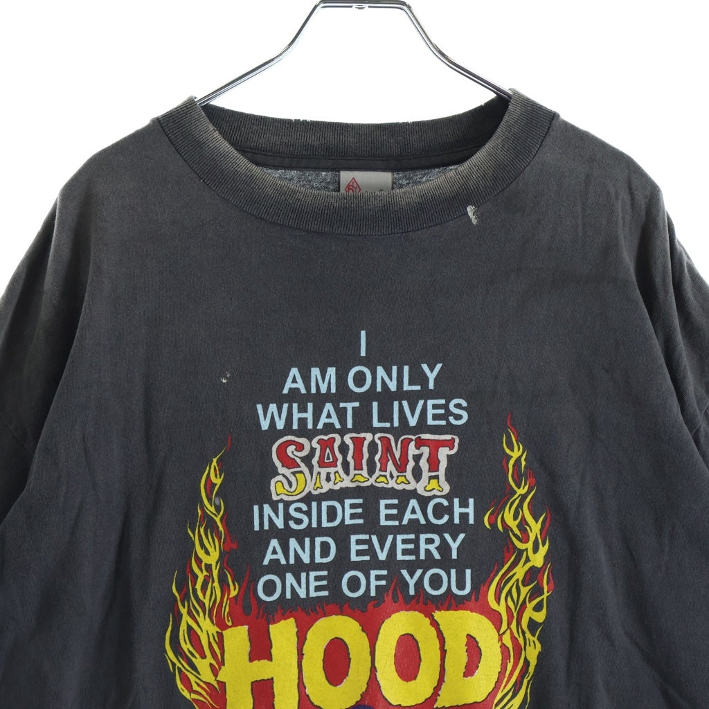 SAINT MICHAEL(セントマイケル) 25SS ×NEIGHBORHOOD NH_SS TEE STHD.HOOD ネイバーフッド ダメージ加工 半袖Tシャツ グレー SM-HR8-0000-C69