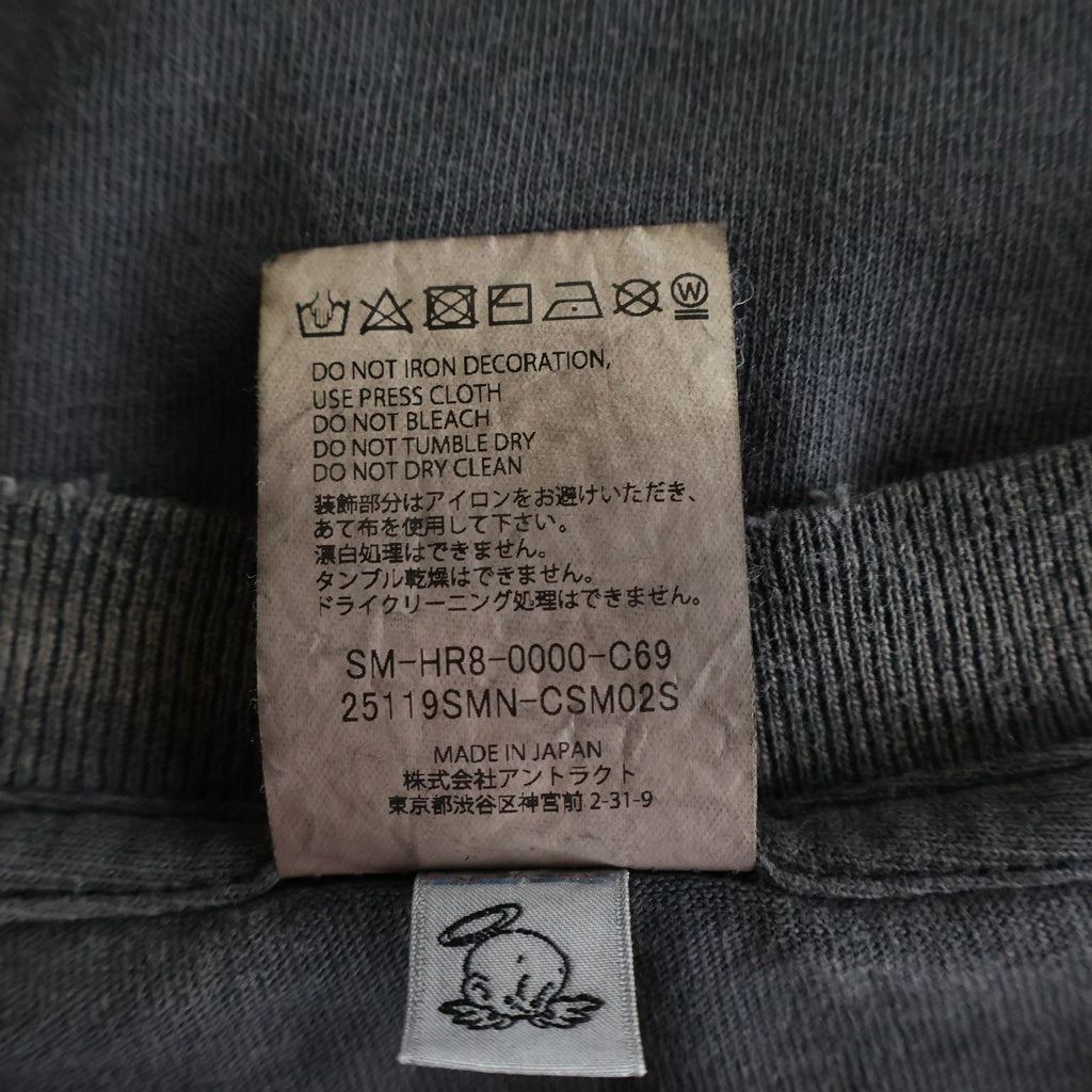 SAINT MICHAEL(セントマイケル) 25SS ×NEIGHBORHOOD NH_SS TEE STHD.HOOD ネイバーフッド ダメージ加工 半袖Tシャツ グレー SM-HR8-0000-C69
