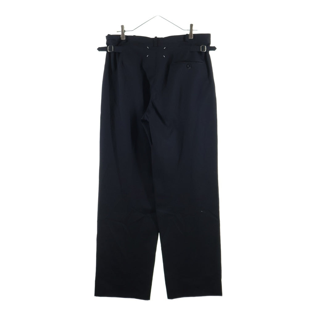 Maison Margiela(メゾンマルジェラ) 26SS Anonymity of the lining trousers S50KA0705 ドッキング ドローストリング ウールトラウザー スラックス ストレートパンツ ブラック