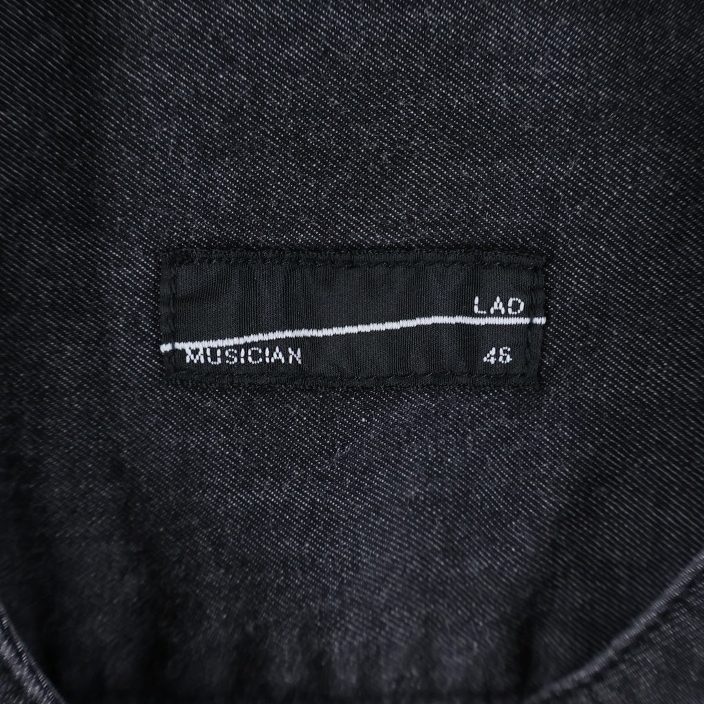 LAD MUSICIAN(ラッドミュージシャン) 4.5oz GRADATION DENIM BAND COLLAR BIG SHIRT 2126-121 グラデーションデニム バンドカラー長袖シャツ ブラック
