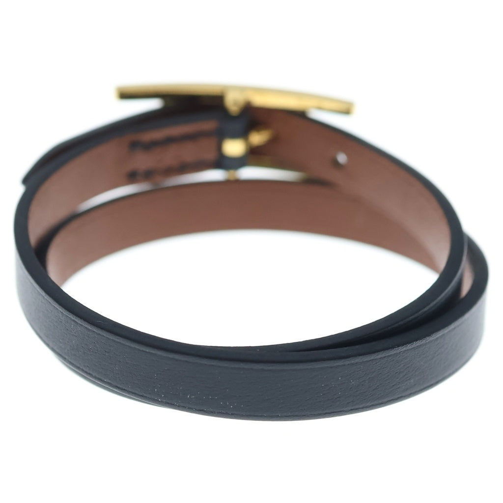 HERMES(エルメス) Bracelet Behapi Double Tourビーアピ レザーブレスレット ドゥブルトゥール ブラック/ゴールド レディース