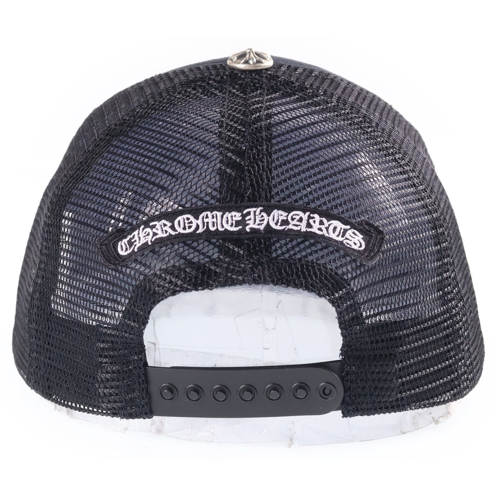 CHROME HEARTS(クロムハーツ) Fuck Leather Patch Trucker Cap ファックレザー パッチ トラッカーキャップ ブラック/ホワイト