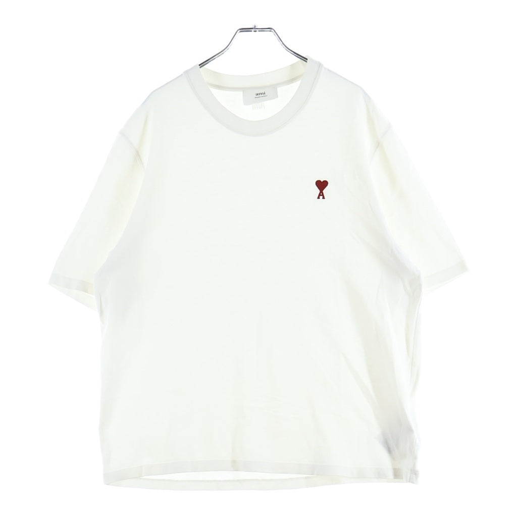 AMI Alexandre Mattiussi(アミアレクサンドルマテュッシ) T-Shirt ハートロゴ刺繍 半袖Tシャツ ホワイト BFUTS005.726