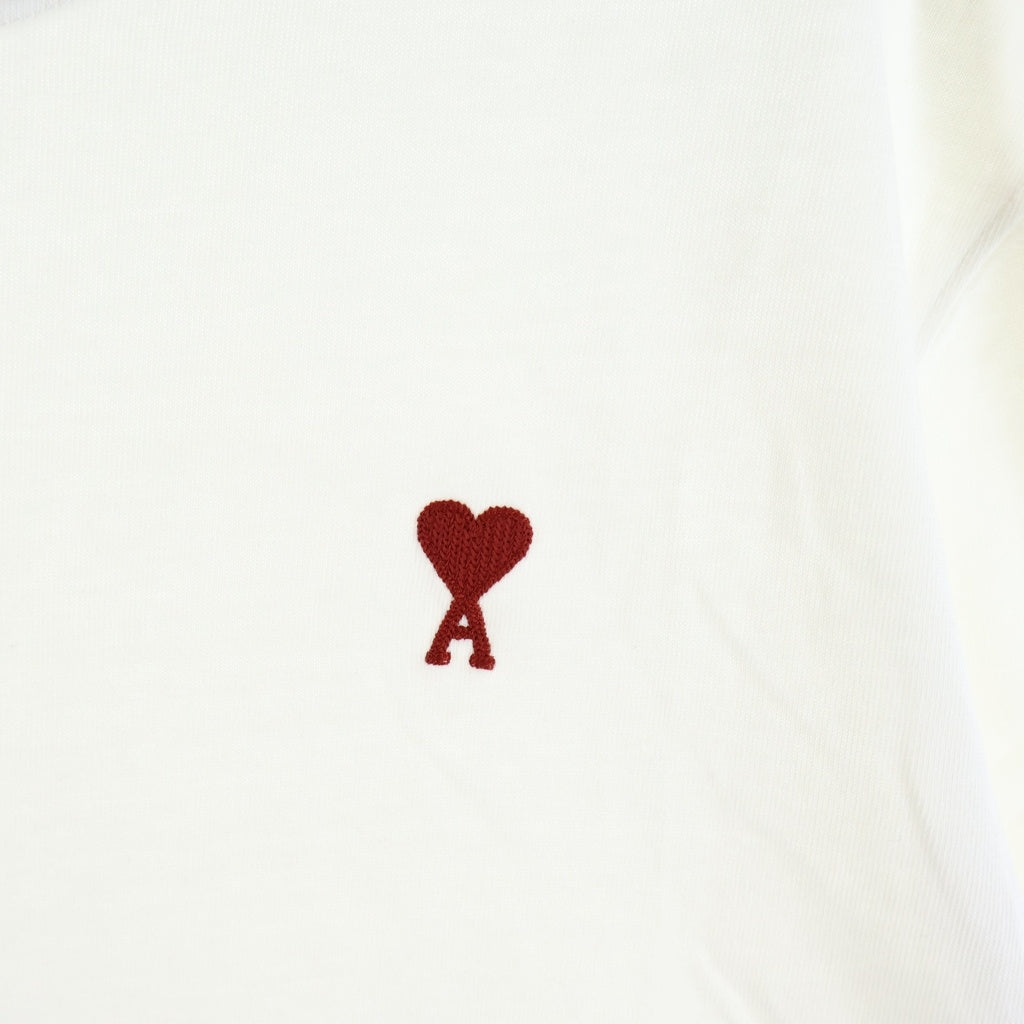 AMI Alexandre Mattiussi(アミアレクサンドルマテュッシ) T-Shirt ハートロゴ刺繍 半袖Tシャツ ホワイト BFUTS005.726