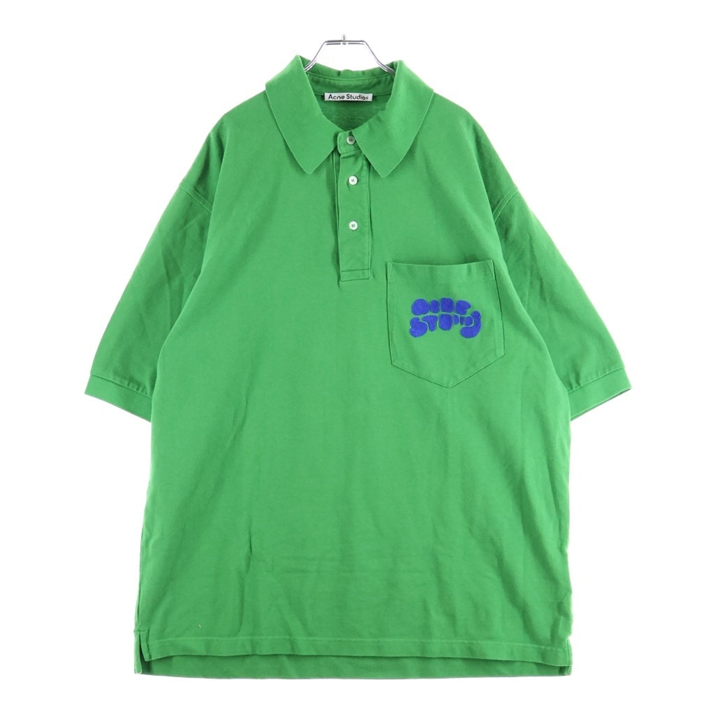 Acne Studios(アクネ ストゥディオズ) Bubble Logo Polo T-Shirt 半袖ポロシャツ グリーン BL0326- FN-MN-TSHI000425