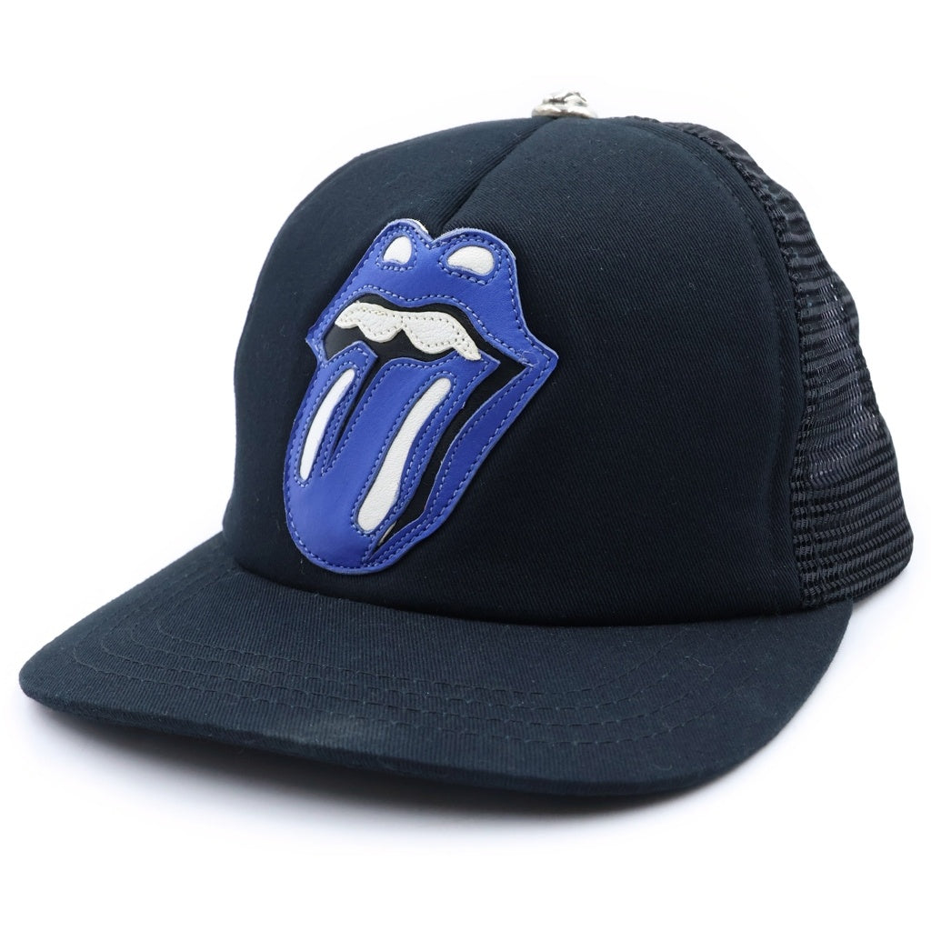 CHROME HEARTS(クロムハーツ) THE ROLLING STONES TRUCKER CAP トラッカーキャップ リップアンドタンパッチメッシュ帽子 ブラック/ブルー
