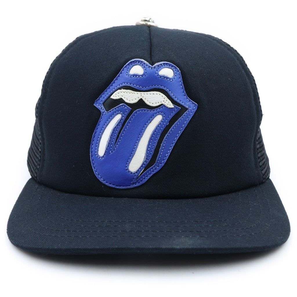 CHROME HEARTS(クロムハーツ) THE ROLLING STONES TRUCKER CAP トラッカーキャップ リップアンドタンパッチメッシュ帽子 ブラック/ブルー