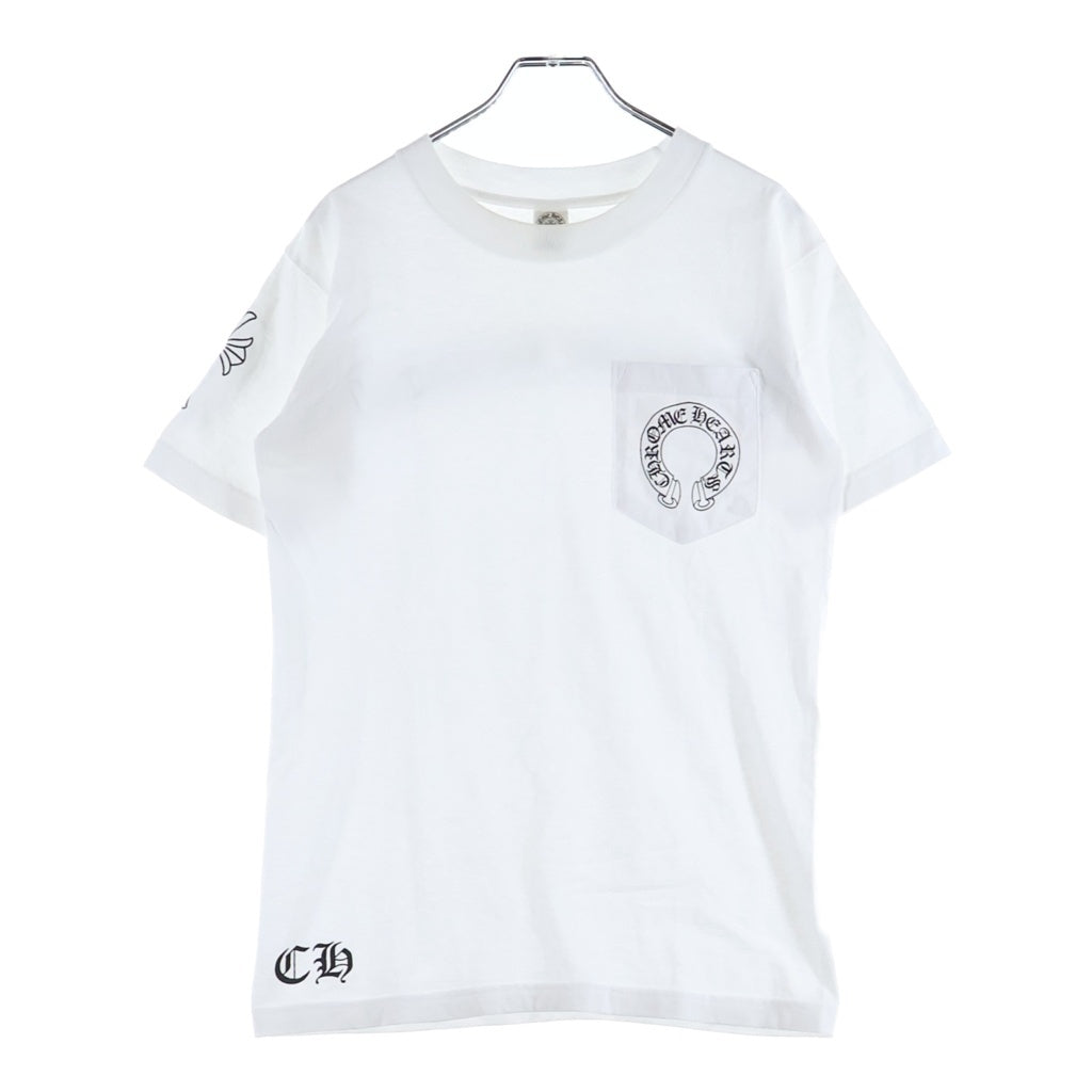 CHROME HEARTS(クロムハーツ) OLD SCROLL LABEL T-SHIRT オールド スクロールラベルプリント クルーネックポケット半袖Tシャツ ホワイト