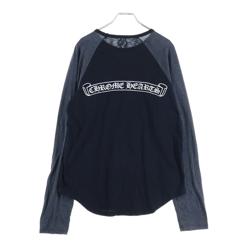 CHROME HEARTS(クロムハーツ) スクロールラベル プリント ラグランスリープ 長袖Tシャツ ロンT グレー