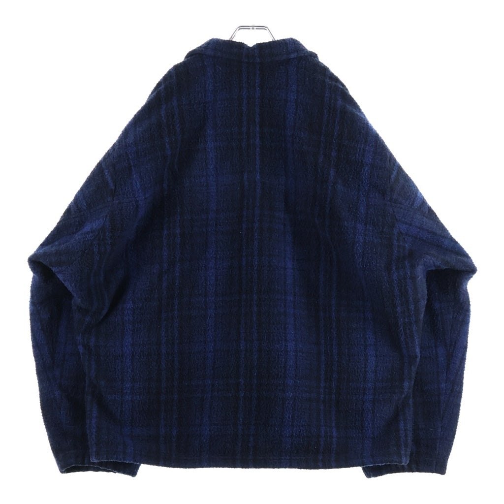 BALENCIAGA(バレンシアガ) 21AW Sporty B TRACKSUIT JACKET スポーティB刺繍 ハイネック チェック ウールフリースジャケット ブルー/ブラック 675648 TLU11