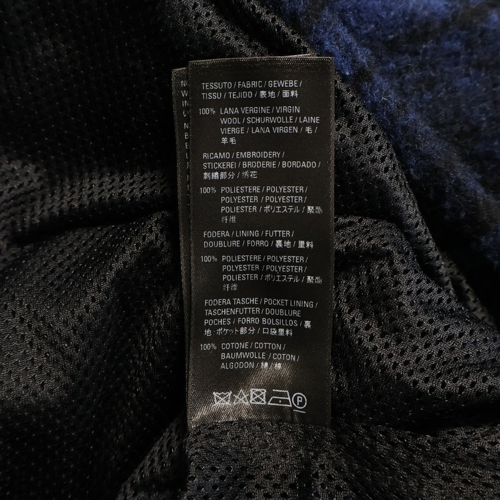 BALENCIAGA(バレンシアガ) 21AW Sporty B TRACKSUIT JACKET スポーティB刺繍 ハイネック チェック ウールフリースジャケット ブルー/ブラック 675648 TLU11