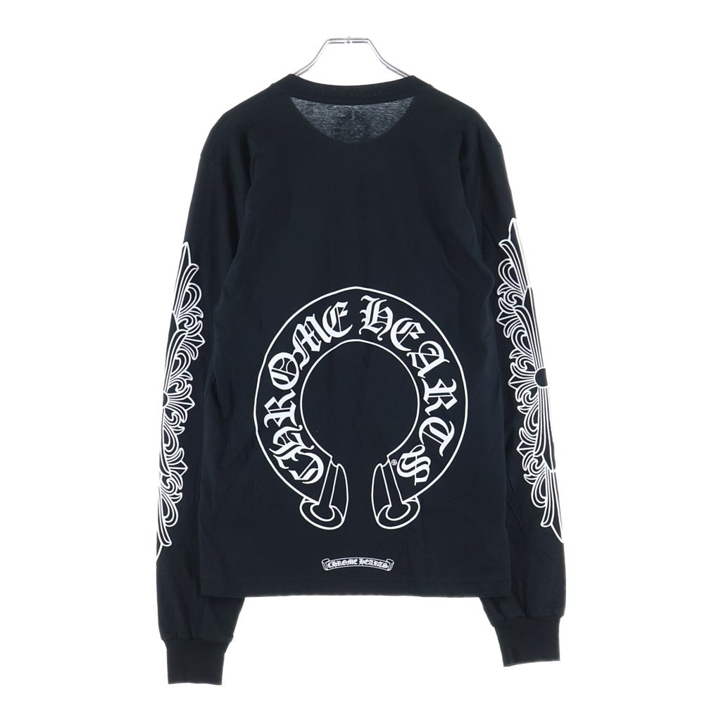 CHROME HEARTS(クロムハーツ) CH L/S T-SHIRT アームフローラル バックホースシュープリント 長袖Tシャツ ロンT ブラック