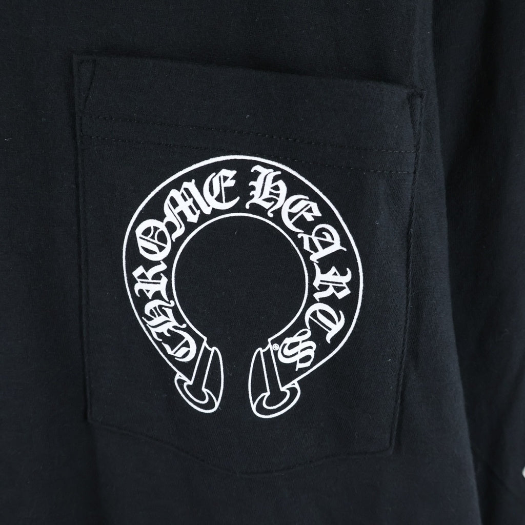 CHROME HEARTS(クロムハーツ) CH L/S T-SHIRT アームフローラル バックホースシュープリント 長袖Tシャツ ロンT ブラック
