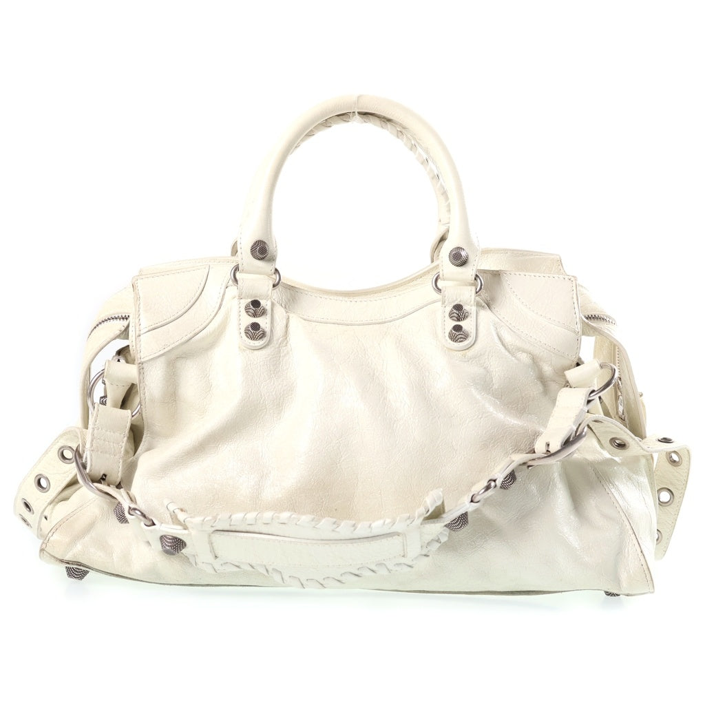 BALENCIAGA(バレンシアガ) NEO CAGOLE CITY HANDBAG ARENA LAMBSKIN ネオ カゴール シティ アリーナ ラムスキン ハンドバッグ ホワイト 700451 210B0 レディース