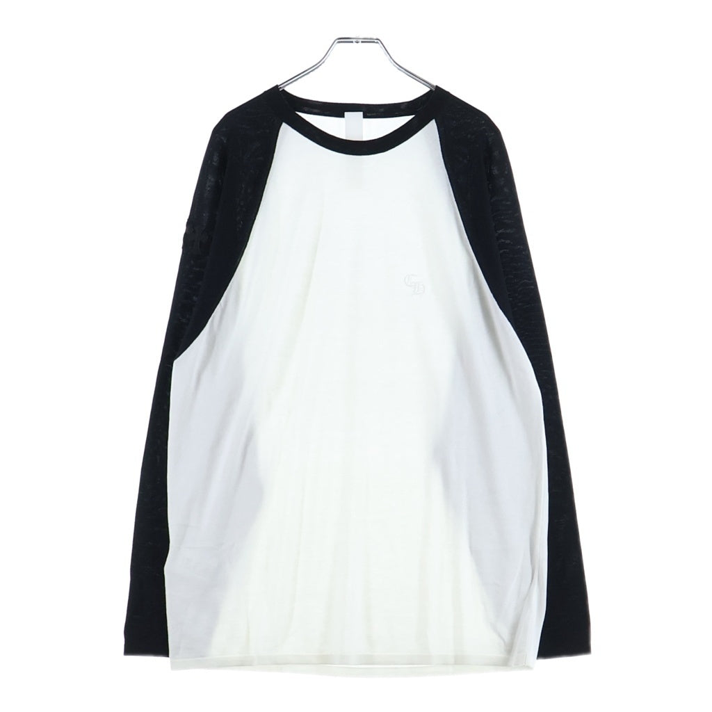 CHROME HEARTS(クロムハーツ) 3 Cross Patch CH Logo Embroidery Raglan Long Sleeve Tee クロムハーツ 3クロスパッチ CHロゴ刺繍 ラグラン ロングスリーブTシャツ ホワイト/ブラック