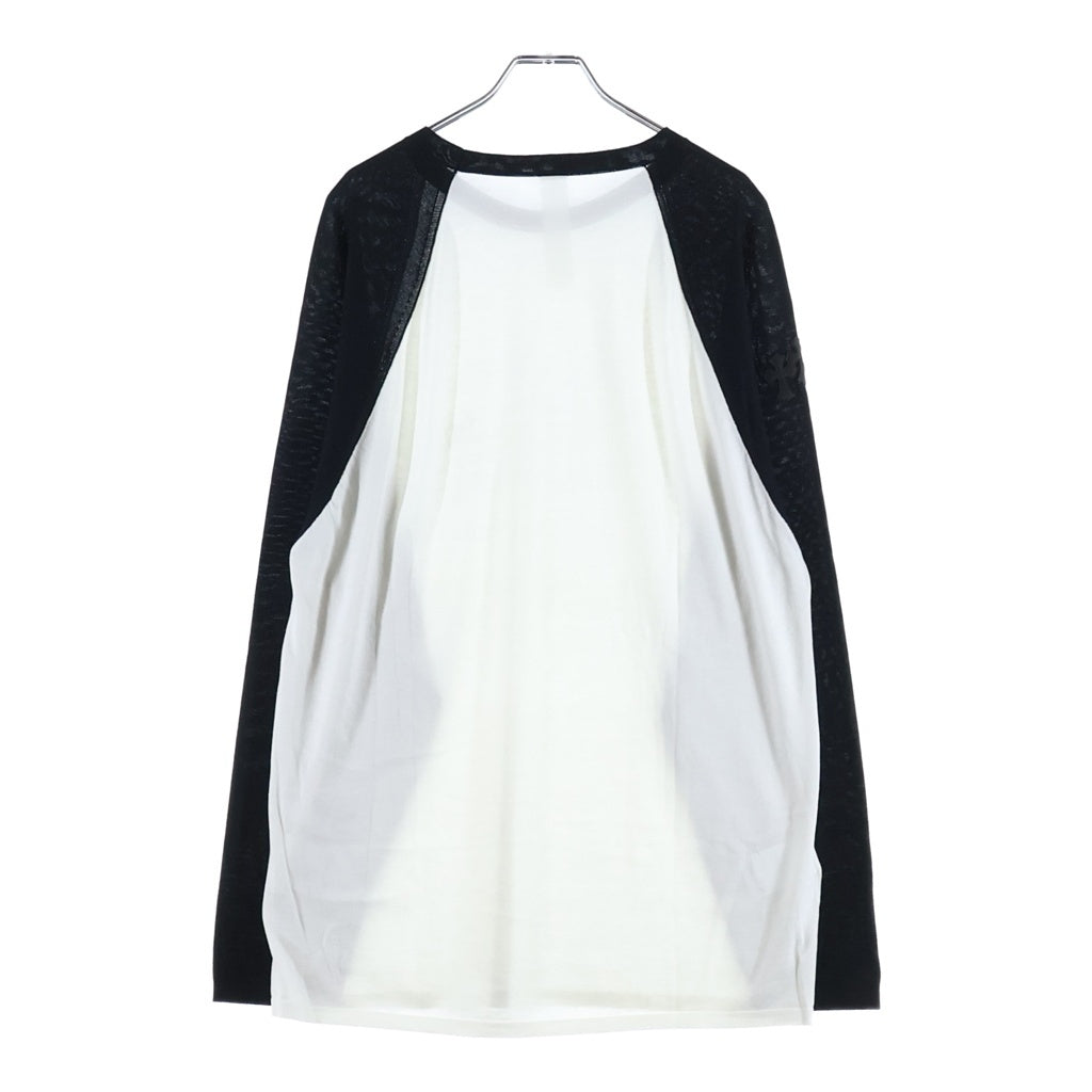 CHROME HEARTS(クロムハーツ) 3 Cross Patch CH Logo Embroidery Raglan Long Sleeve Tee クロムハーツ 3クロスパッチ CHロゴ刺繍 ラグラン ロングスリーブTシャツ ホワイト/ブラック