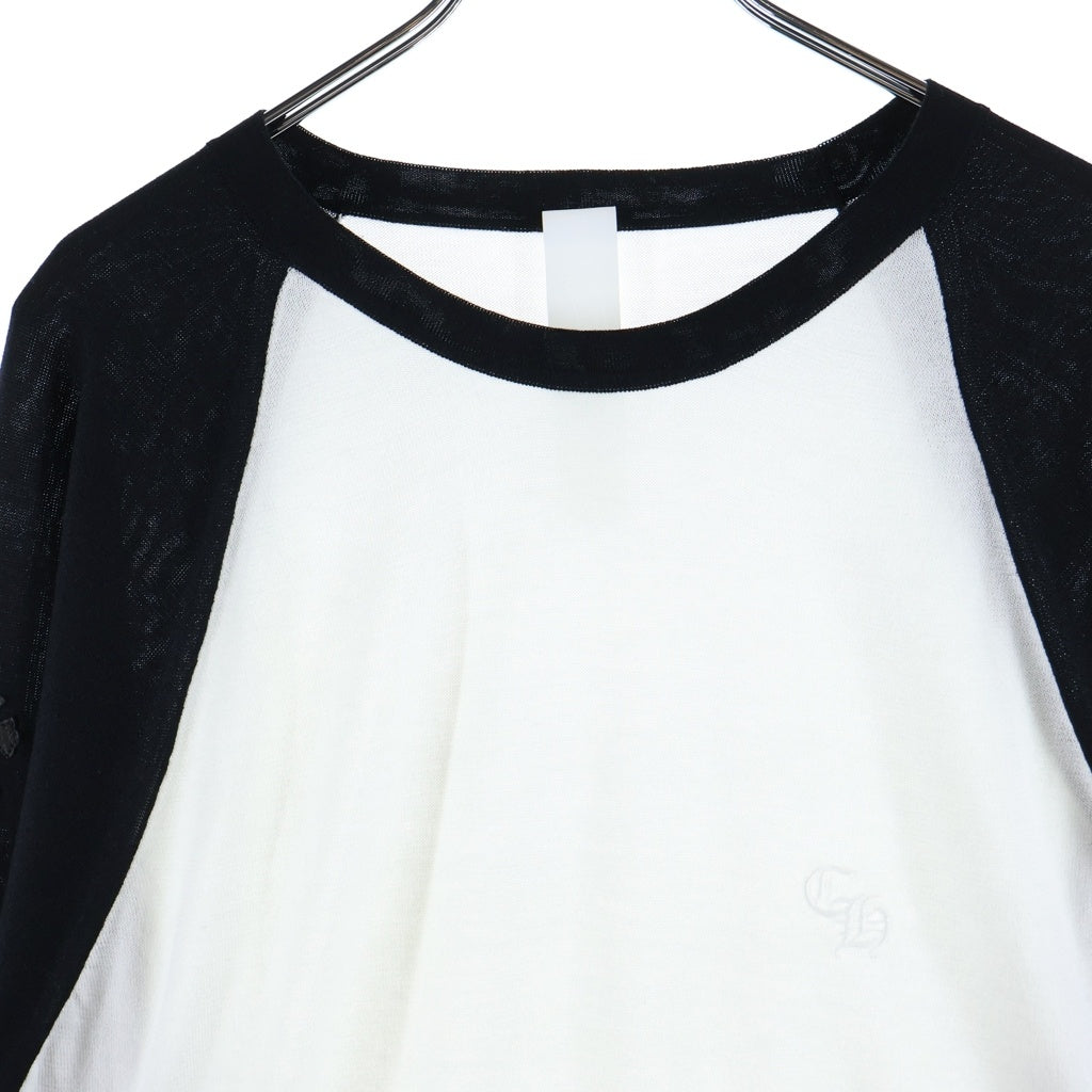 CHROME HEARTS(クロムハーツ) 3 Cross Patch CH Logo Embroidery Raglan Long Sleeve Tee クロムハーツ 3クロスパッチ CHロゴ刺繍 ラグラン ロングスリーブTシャツ ホワイト/ブラック