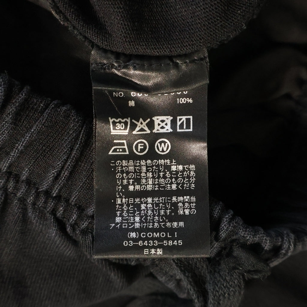 COMOLI(コモリ) 25AW COTTON JERSEY KNEE TUCK PANTS コットンジャージー ニータックパンツ ブラック C03-05006
