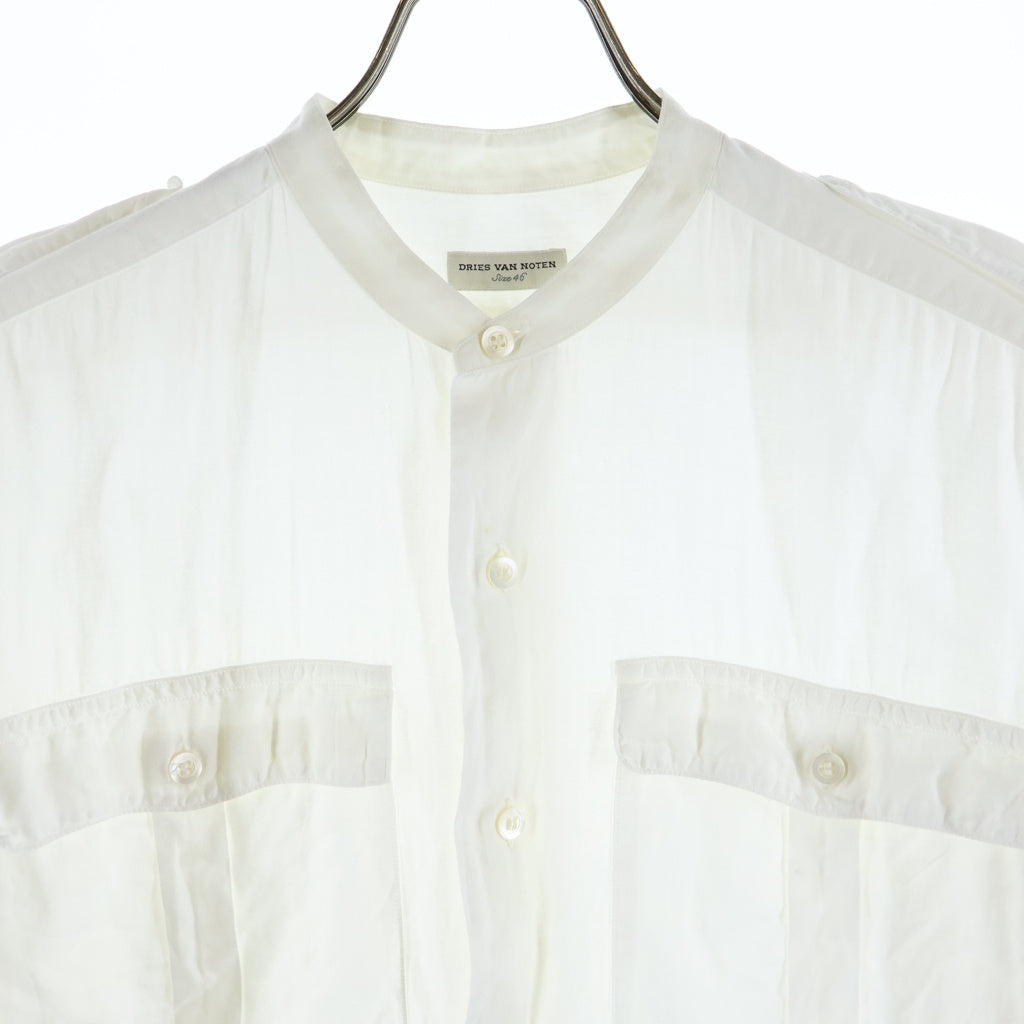 DRIES VAN NOTEN(ドリスヴァンノッテン) Band Collar Shirt バンドカラー 長袖シャツ ホワイト