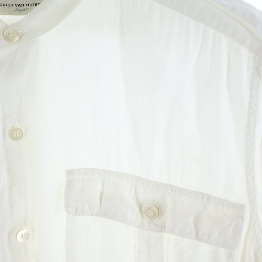 DRIES VAN NOTEN(ドリスヴァンノッテン) Band Collar Shirt バンドカラー 長袖シャツ ホワイト