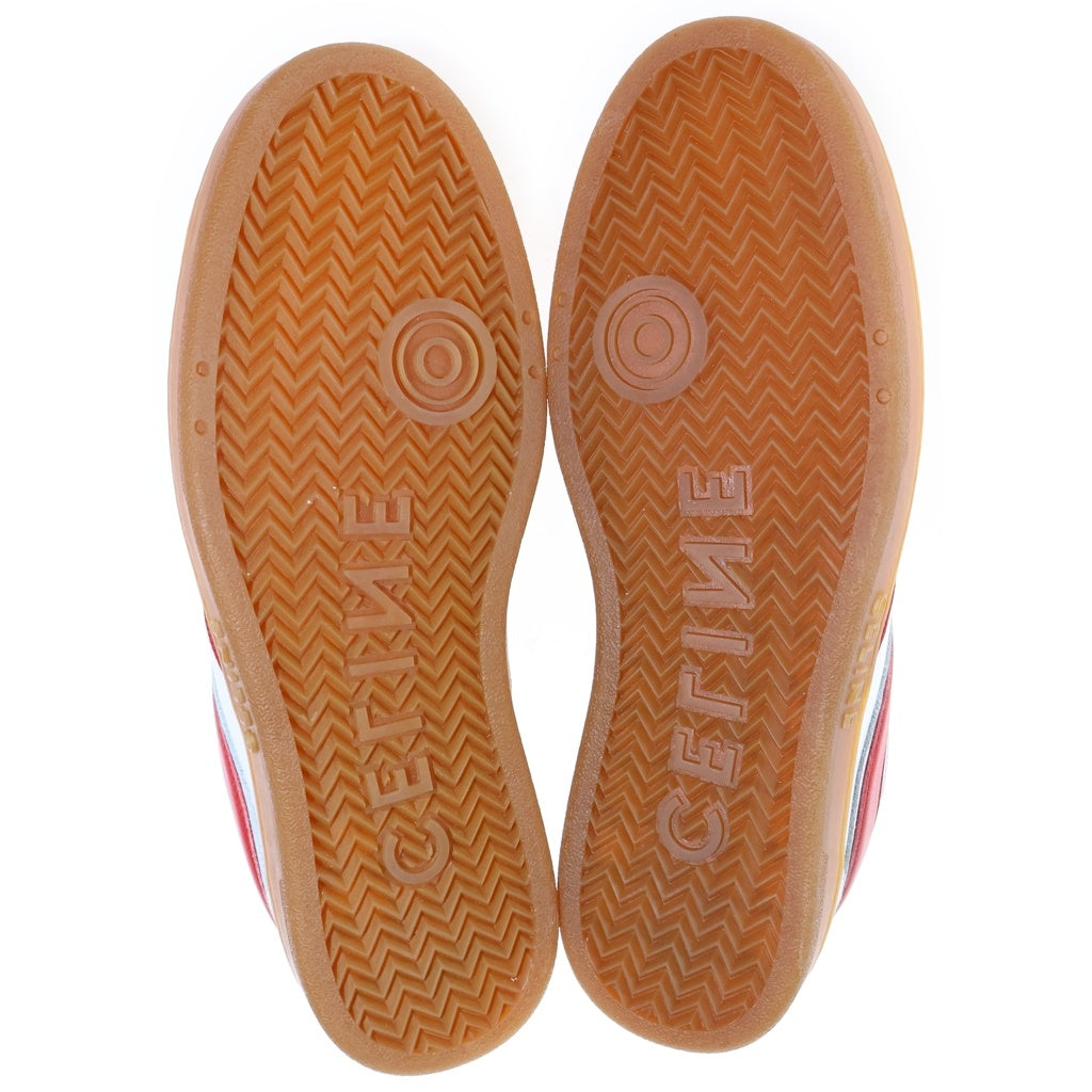 CELINE(セリーヌ) TRAINER LOW LACE-UP SNEAKER カーフスキン レースアップ ローカットスニーカー ホワイト／レッド