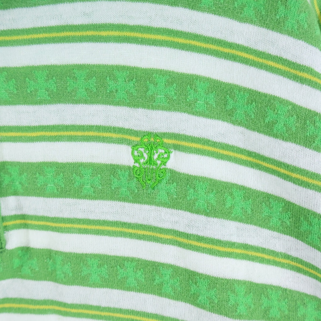 CHROME HEARTS(クロムハーツ) MATTY BOY Y NOT STRIPE POLO マッティボーイ ストライプ長袖ポロシャツ グリーン