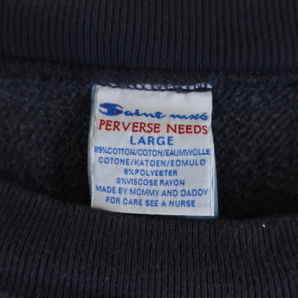 SAINT MICHAEL(セントマイケル) 24AW MX CREW SWT ダメージ加工 クルーネックスウェットトレーナー ネイビー SM-YS1-0000-033