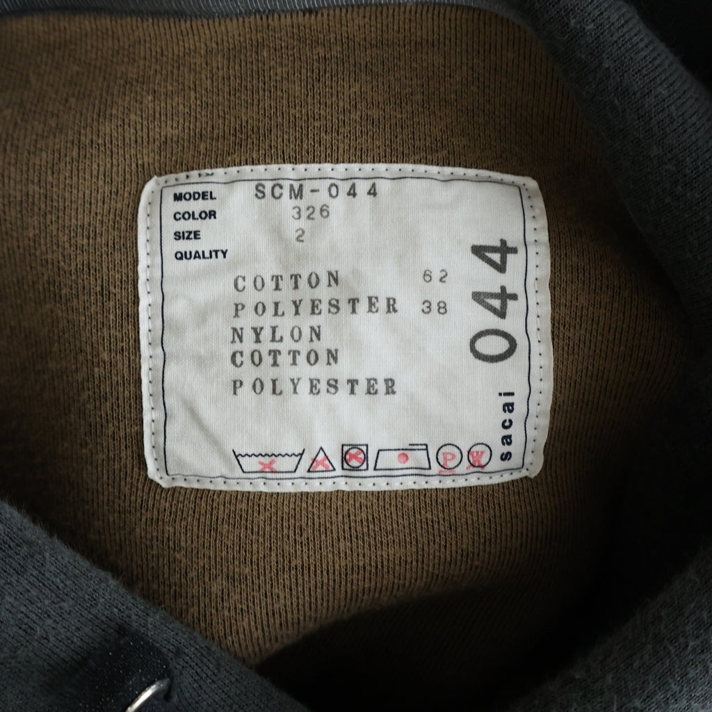 Sacai(サカイ) 22AW MA-1 Sponge Sweat Hoodie スポンジ プルオーバースウェットパーカー フーディー グレー SCM-044