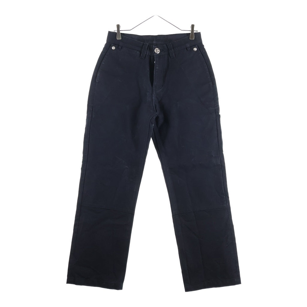 CHROME HEARTS(クロムハーツ) CARPENTER CEMETERY CROSS PATCH カーペンター バックポケット レザーセメタリークロスパッチ ロング デニムパンツ ブラック