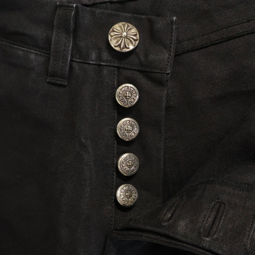 CHROME HEARTS(クロムハーツ) CARPENTER CEMETERY CROSS PATCH カーペンター バックポケット レザーセメタリークロスパッチ ロング デニムパンツ ブラック