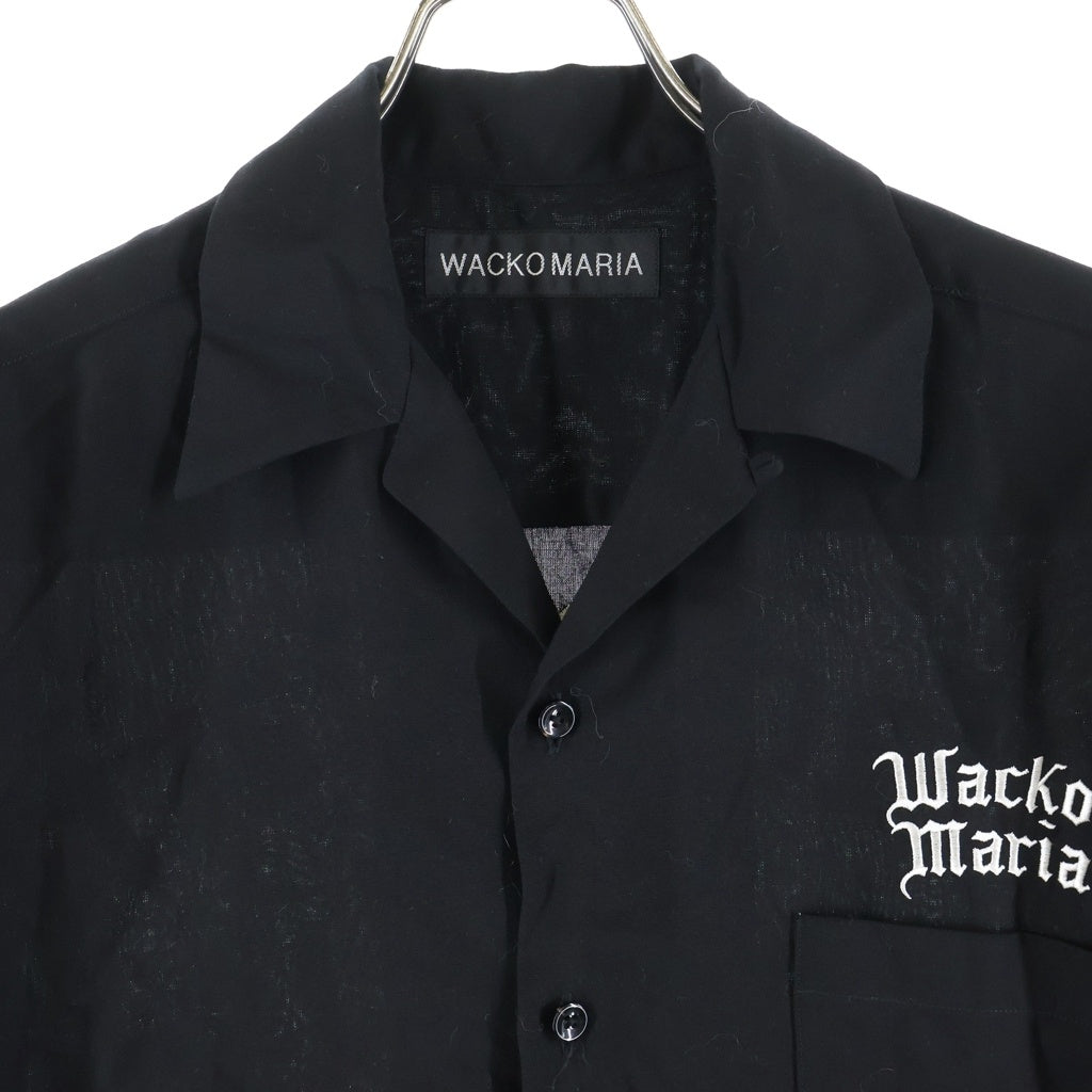 WACKO MARIA(ワコマリア) 26SS 50s OPEN COLLAR SHIR ロゴエンブロイダリー ポケット 半袖シャツ ブラック 26SS-WMS-OC04