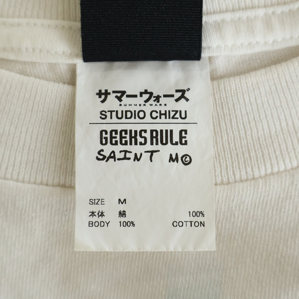 SAINT MICHAEL(セントマイケル) 24AW ×GEEKS RULE サマーウォーズ 半袖Tシャツ カットソー クルーネック ホワイト SM-YS1-0000-C28