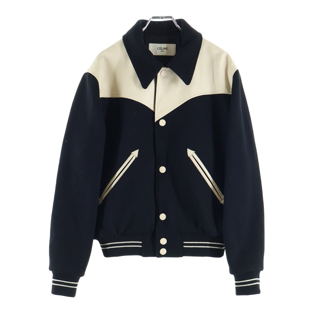 CELINE(セリーヌ) 19AW TEDDY JACKET レザー切り替え ウエスタン テディジャケット ブラック 2V534896C