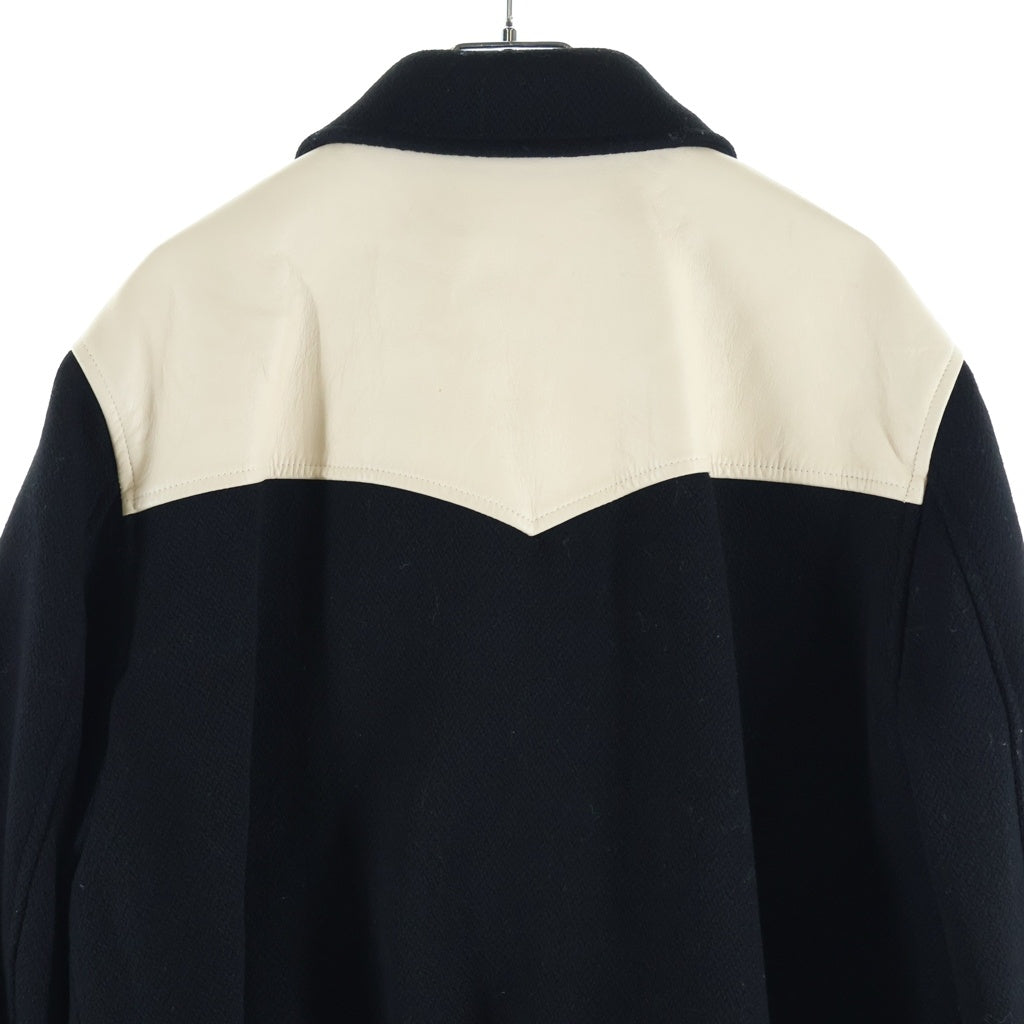 CELINE(セリーヌ) 19AW TEDDY JACKET レザー切り替え ウエスタン テディジャケット ブラック 2V534896C