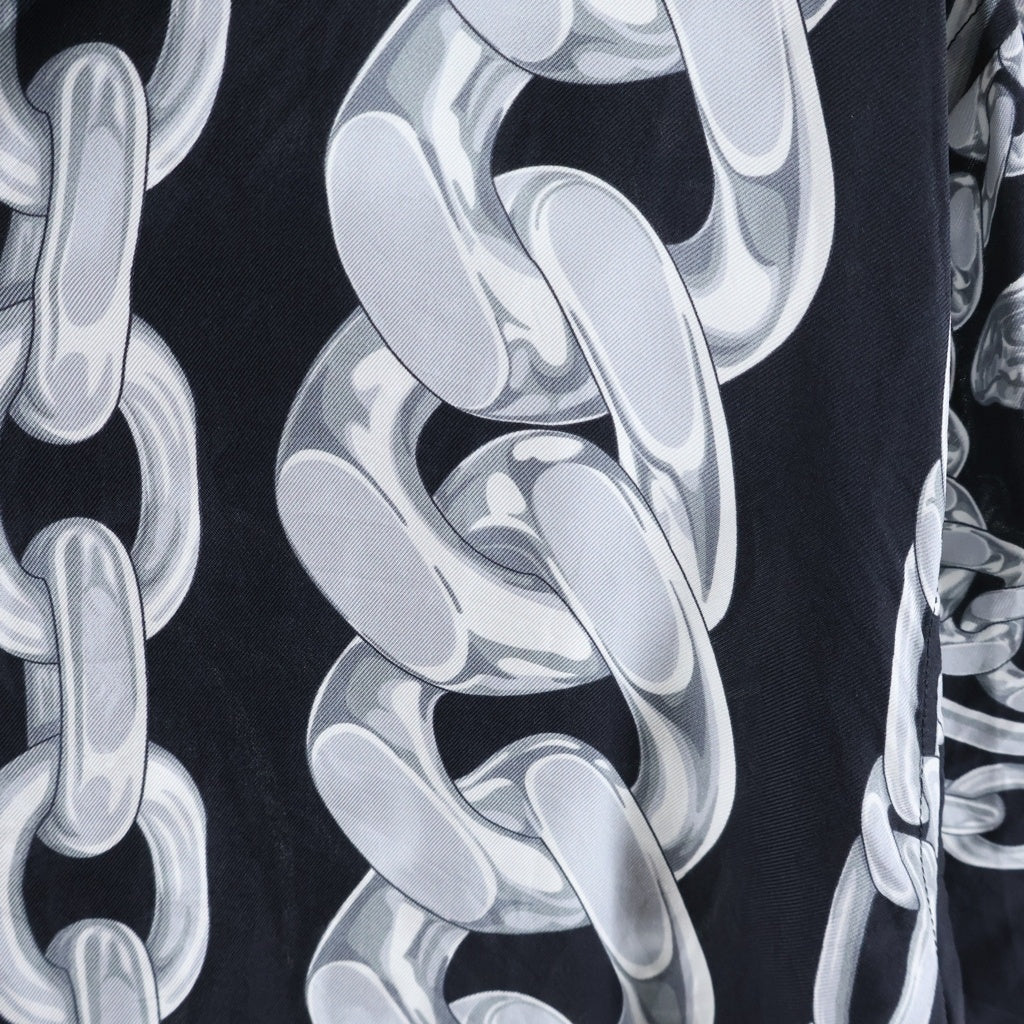 VERSACE(ヴェルサーチ) Silk Medusa Chain Shirt メデューサチェーンシャツ 開襟半袖シャツ 総柄 シルク ブラック 1003926 1A13397