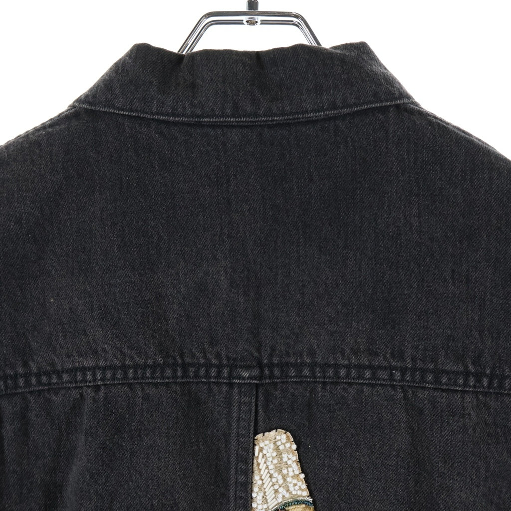 UNDERCOVER(アンダーカバー) 23AW HAND Denim Jacket UC2C4212 ハンドビーズ 裏シャギーCK 加工Gジャン ブラック