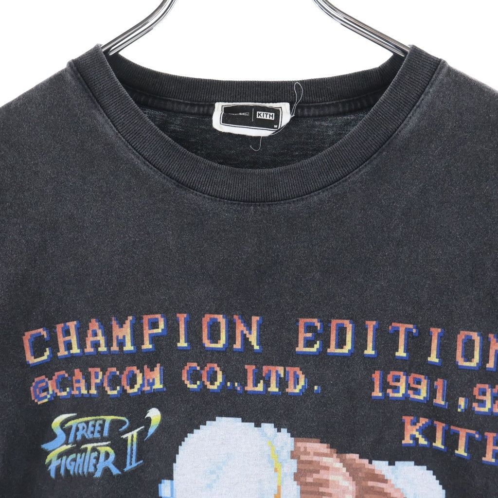 KITH(キス) 25AW ×Capcom Champion Edition Vintage Tee カプコン チャンピオンエディション プリントデザイン クルーネック 半袖Tシャツ カットソー ブラック 25-073-060-0106-4-0