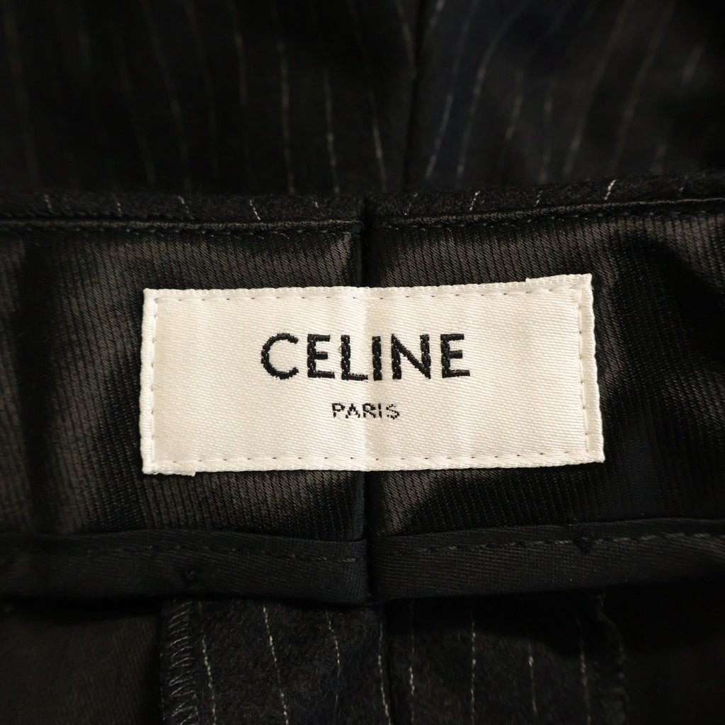 CELINE(セリーヌ) 22AW ウール ストライプ フレアスラックス ロングパンツ ブラック 2P401495R